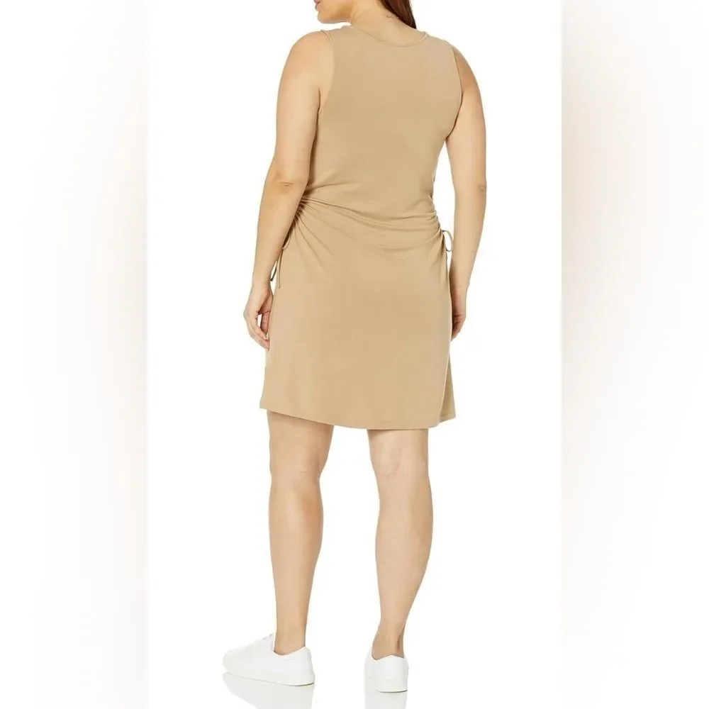 Women’s London Fitted Cutout Ruched Mini Dress In Tan Size XXL NWT